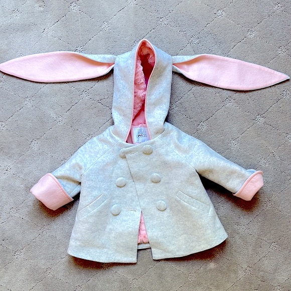Little Goodall Six Button Bunny Coat in Barely Pink - Picture 6 of 10